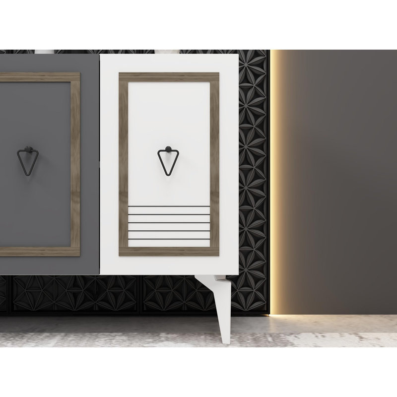 Console, Blanc / anthracite / noyer