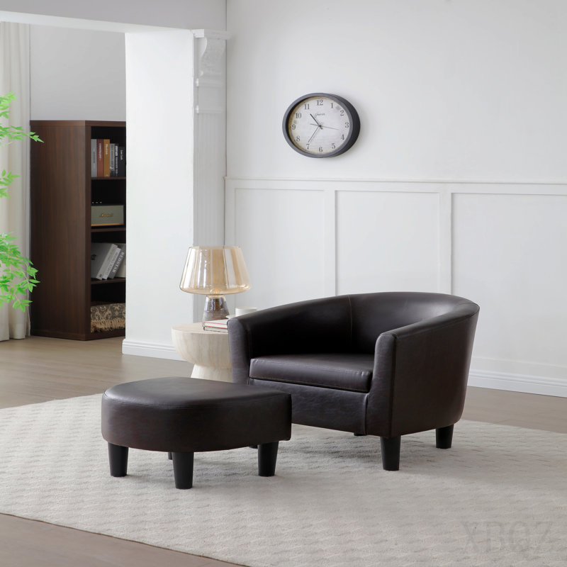 Chaise + repose-pieds, brun foncé, Dark Brown