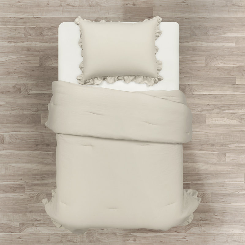 Reyna Microfiber 3 Piece Comforter Set, Twin XL Comforter + 1 Standard Sham, Wheat
