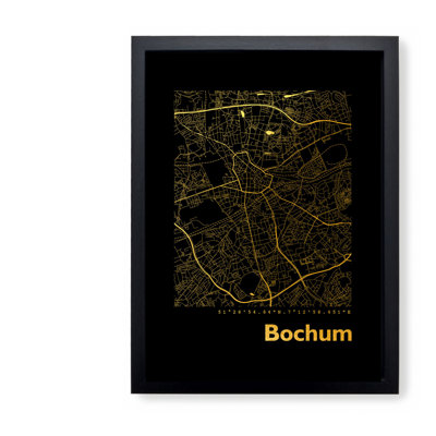 Bochum Map - Single Picture Frame Print