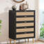 Commode 5 tiroirs en rotin, 44 po