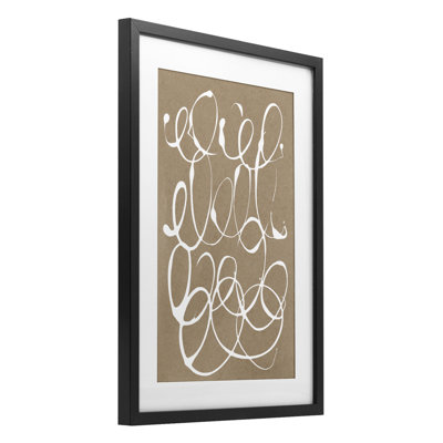 Scribble taupe griffonné, impression sous verre encadrée, conception par Susan Bryant