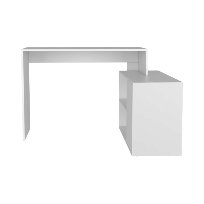 Gingola L-Shaped Computer Desk, White, White