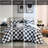 Twin Microfiber Checkered Comforter , Filling, - , Modern Black And White Pattern, 1 Comforter, Sham, 2 Throw Pillows With Safe On Skin, Machine Washable, Pillows, Style-121394324