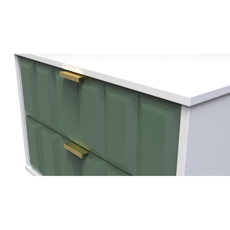 Allem 2 Drawer Midi Chest (Ready Assembled), Labrador Green/White