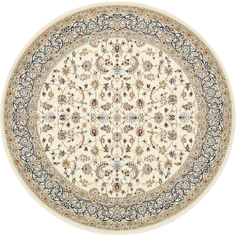 Tapis oriental Jackson / ivoire / bleu Jackson, Rond 10pi, Ivory/Blue