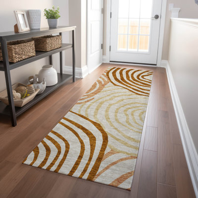 Premium Machine Washable Prisco Terracotta Rug