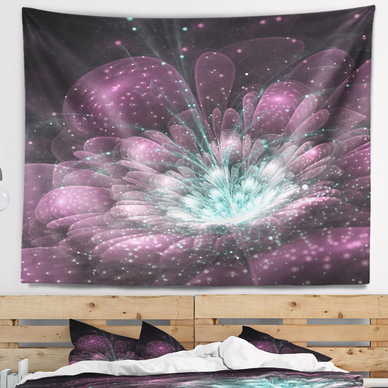Tapisserie fleur fractale, H 32 po x l 39 po