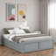 Structure de lit plateforme en bois avec 6 tiroirs, gris