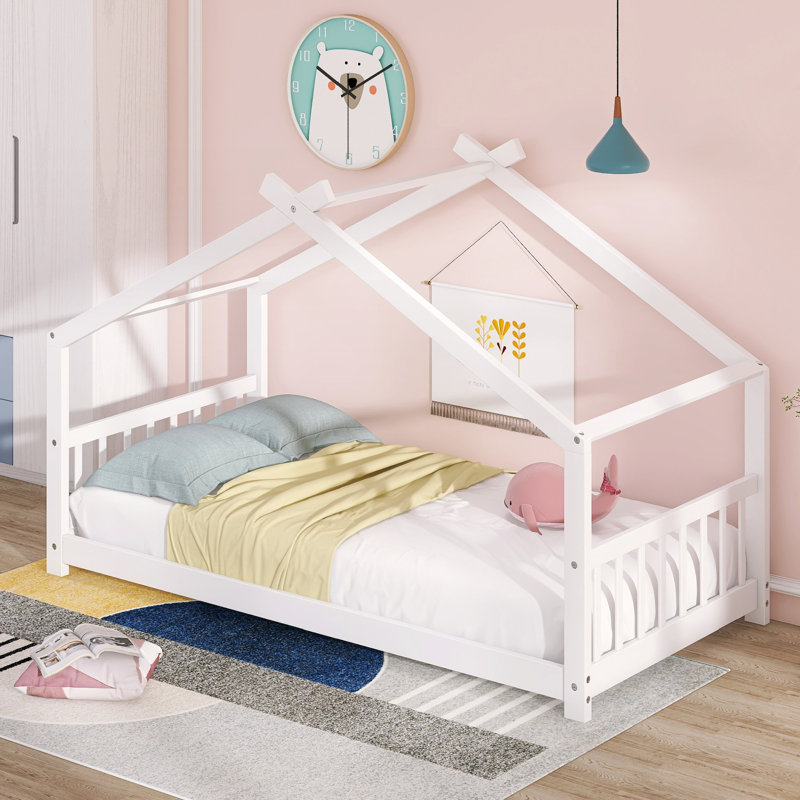 Lit en forme de maison, Blanc, Simple