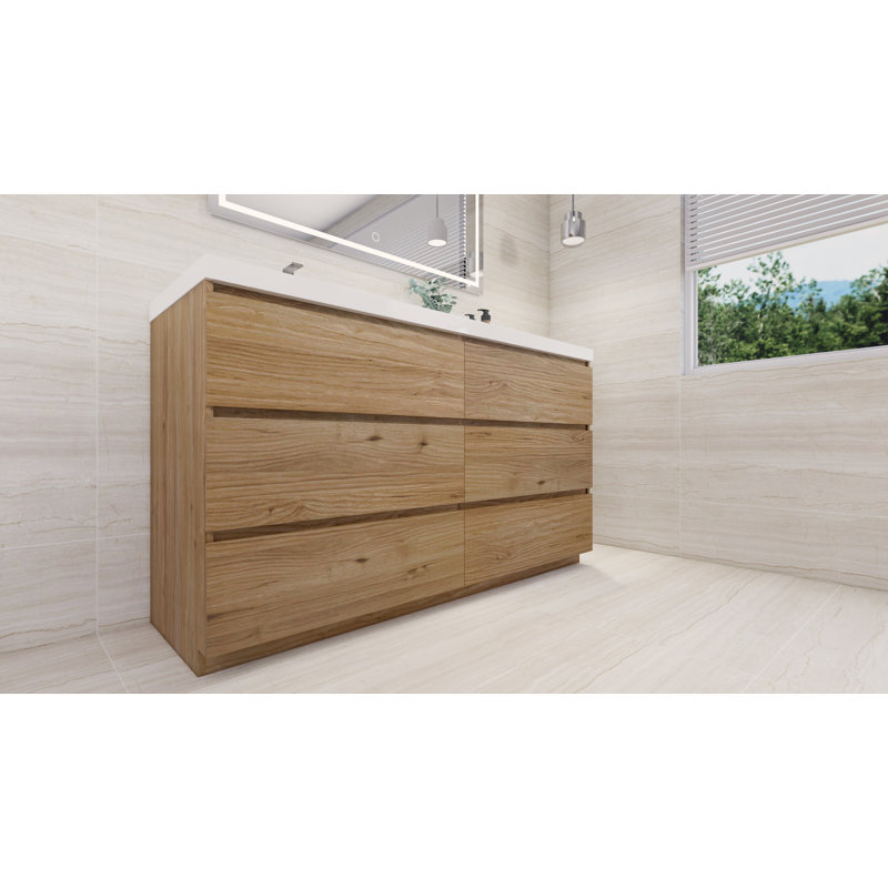 Ensemble de meuble-lavabo simple 60 po Hardy, Chêne naturel