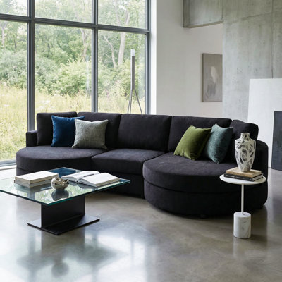 Marlowe 3-Piece Curved Chenille Upholstered Sofa With Plush Cushions, Rounded Arms, And Sculptural Silhouette