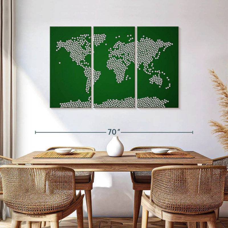 Aliaz Football Soccer Balls World Map, 36" H x 57" W