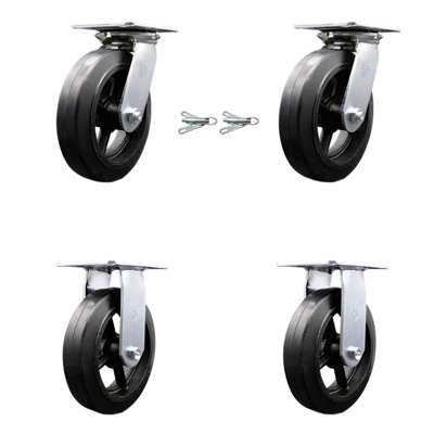 4 Piece Rubber on Steel Caster Set