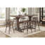 Table de pub brune avec repose-pieds en métal 1pc