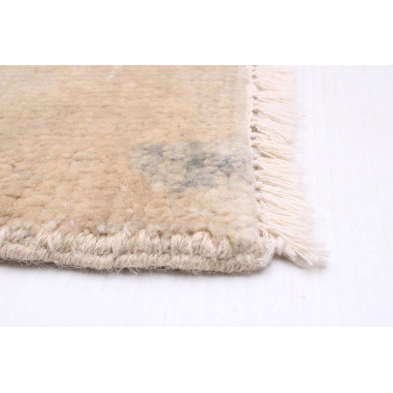 Tapis kaki en laine noué à la main de conception unique 8 pi x 9 pi 11 po New Age