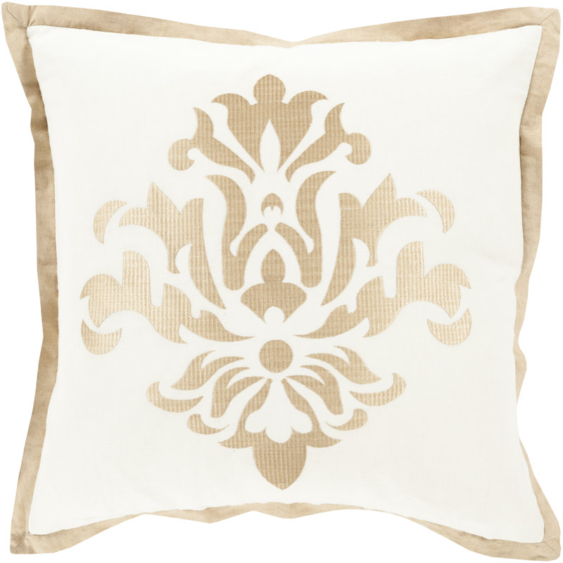 Coussin décoratif, H 18 po x l 18" x P 4 po, Ivoire, Polyester