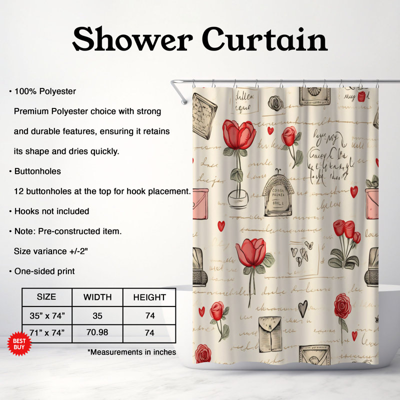 Rideau de douche Vintage Mail - Premium 192, H 74 po x l 71 po