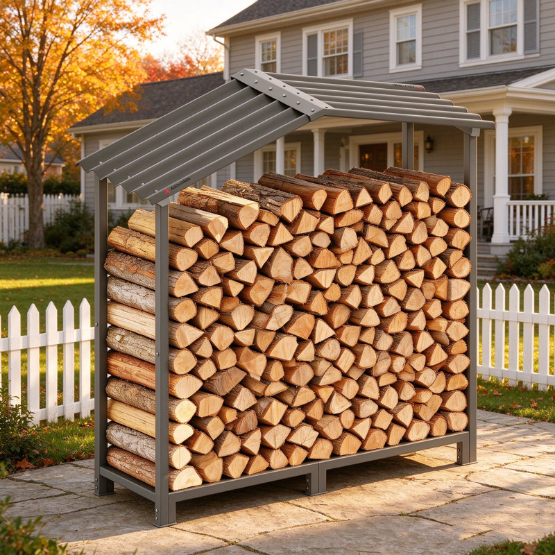 48 W x 18 D Stainless Steel and Steel Log Store