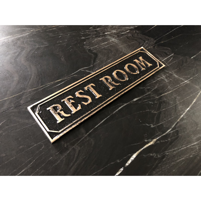 Plaque de porte de toilettes, Laiton antique noir