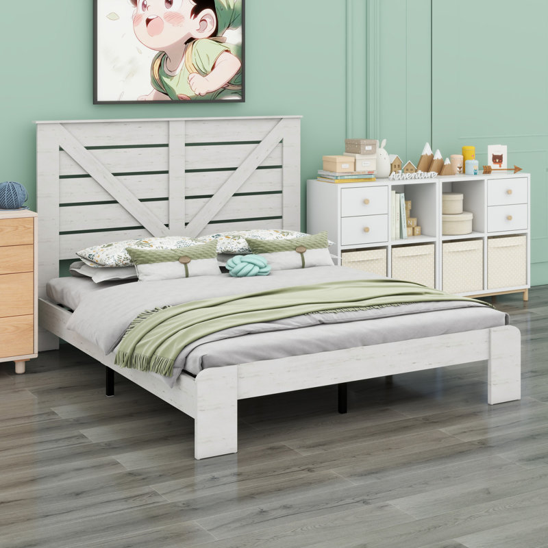 Tête de lit, tête de lit plateforme, grand rangement sous le lit, Blanc, Grand