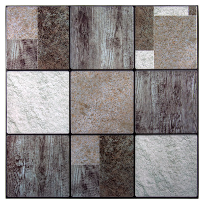 Carreau de mosaïque en pvc à écorce en pvc 10 po x 10 po grain