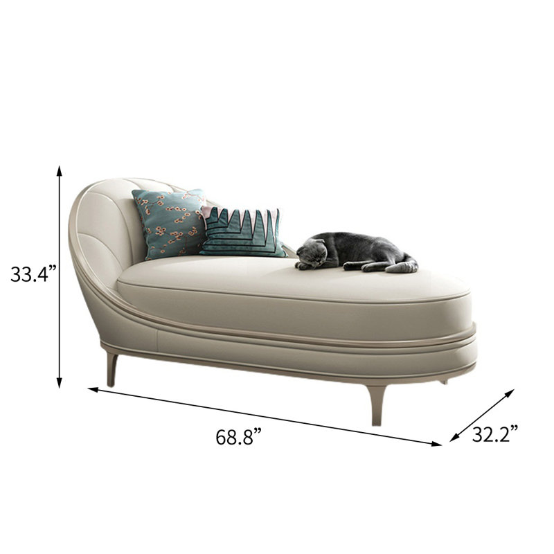 Chaise longue rembourrée en bois massif European Light Luxury