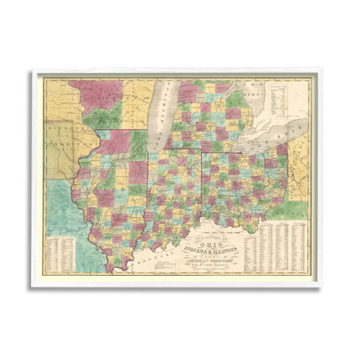 Carte rétro de l'État américain de l'Ohio, Indiana, Illinois, par Daphne Polselli