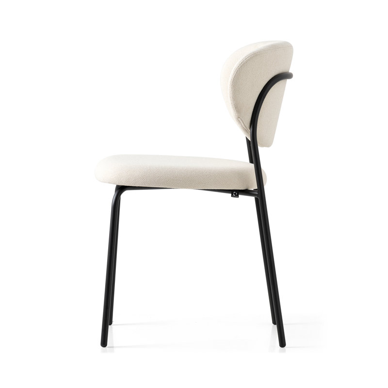 Cozy Upholstered Chair with Metal Frame, Taupe, Matt Black