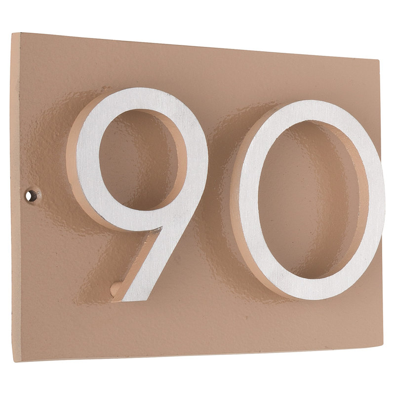 Plaque d’adresse murale sur 1 ligne flottante, Taupe, Nickel satiné deux tons, Oui