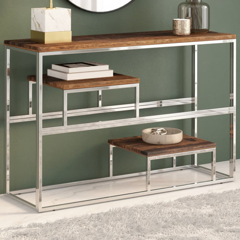 Ferndown 110cm Solid Wood Top Console Table, Silver