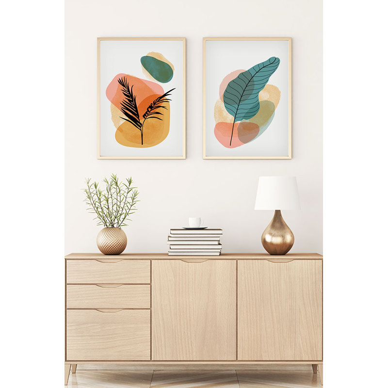 Élégantes peintures décoratives en panneau de fibres à densité moyenne (2 pièces), 7,9 po x 11,8 po chacune | 100% panneau de fibres à densité moyenne avec une épaisseur de 0,12 pouce, cadre en bois massif à 100% avec une épaisseur de 1,0 pouce | Décoration murale élégante pour le salon, la chambre à coucher et le bureau
