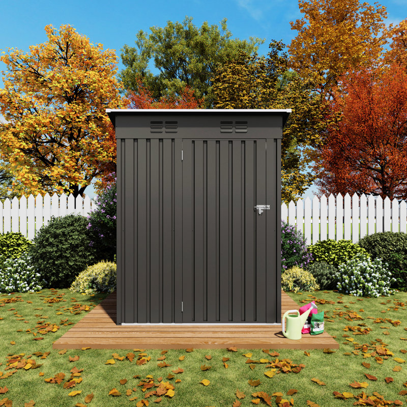 5x3 Ft Gray Metal Storage Shed For Garden And Outdoor Leisure - Metal, Wind , Quick Assembly With Instructions Balcony Corners Quality Galvanized Steel, Multi Purpose Use, Setup