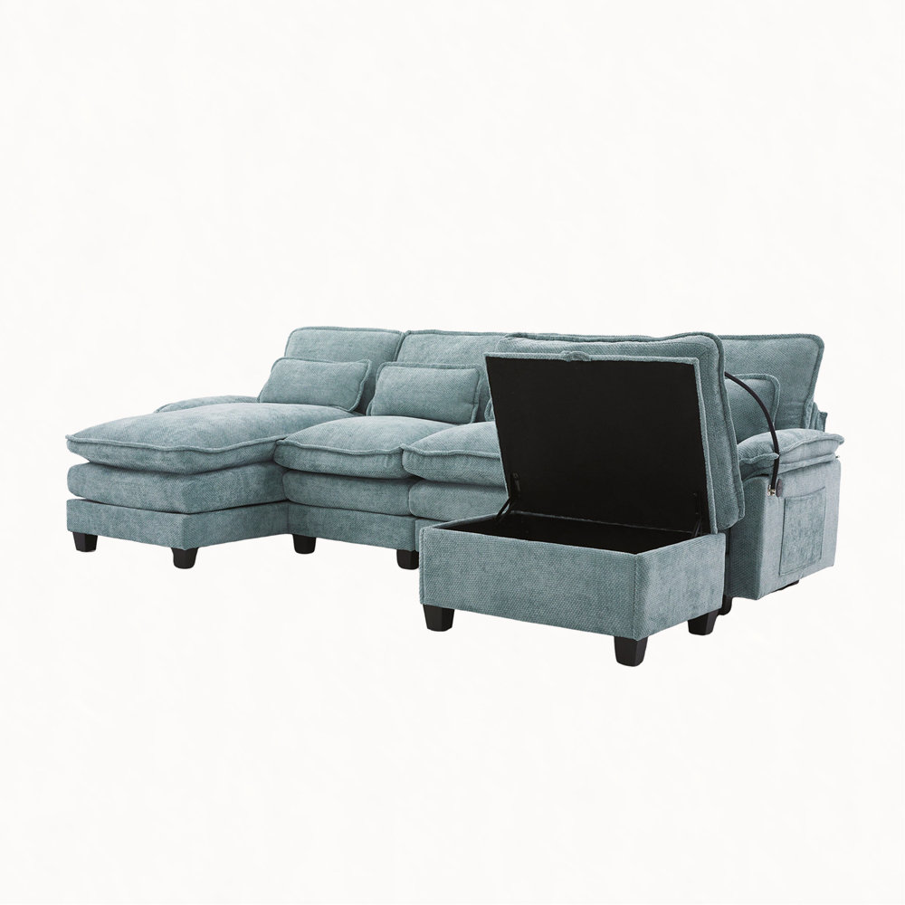 Latitude Run® 106" U Shape Sectional Sofa Cloud Couch for Living Room ...