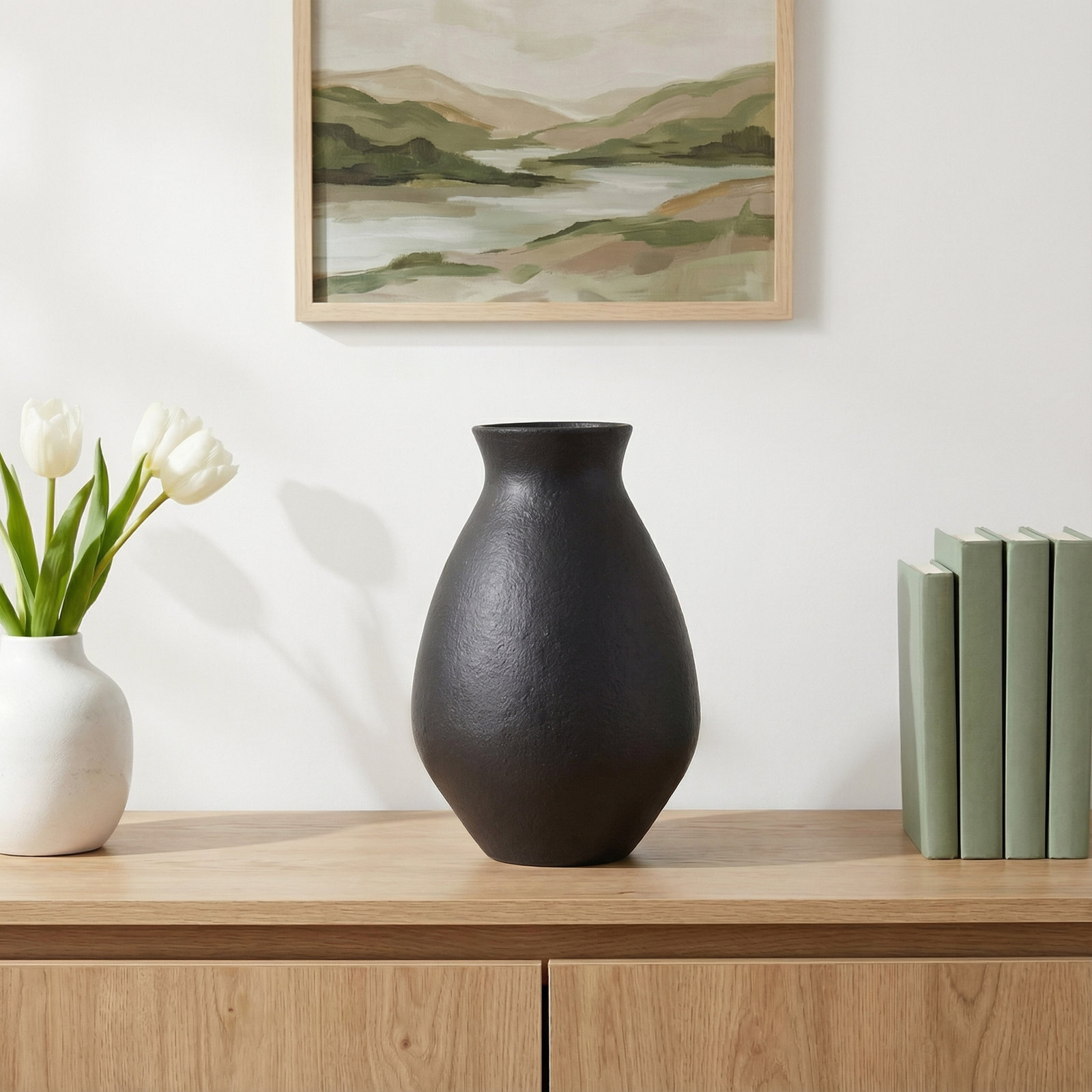 Bronsyn Handmade Terracotta Table Vase, Black