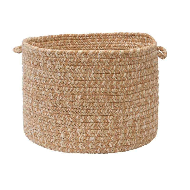 Beachcrest Home™ Madrid Fabric Basket, Oatmeal, 12" H x 18" W x 18" D