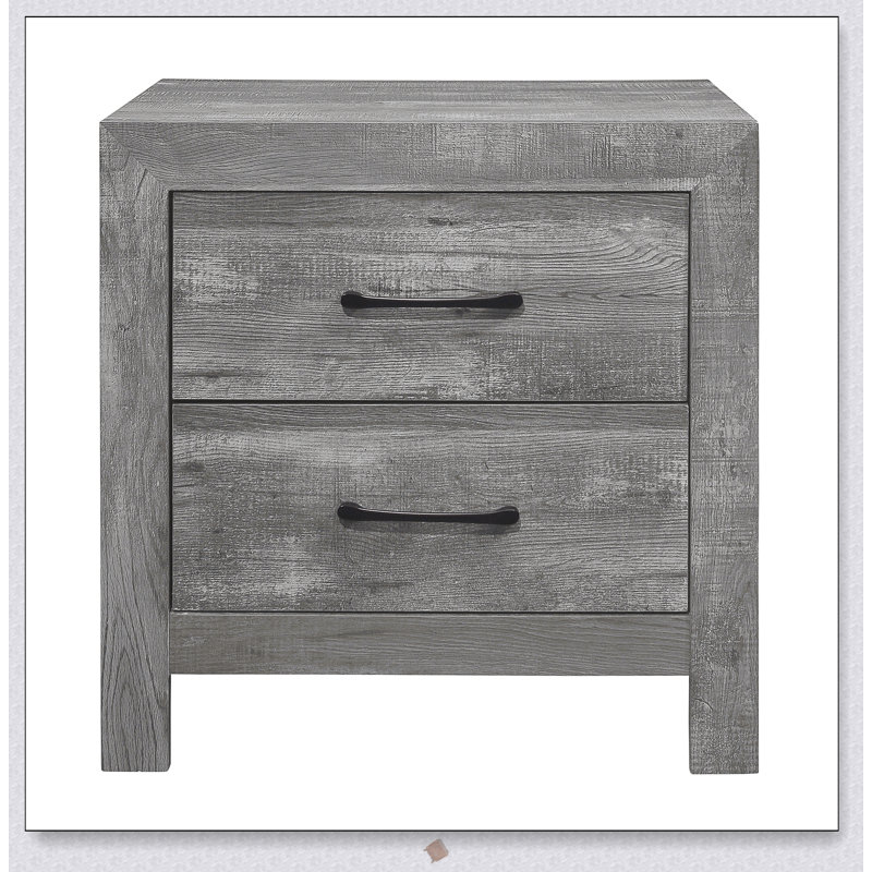 Table de chevet simple de style rustique avec deux tiroirs, conception transitionnelle pour un mélange harmonieux dans le décor de la chambre à coucher