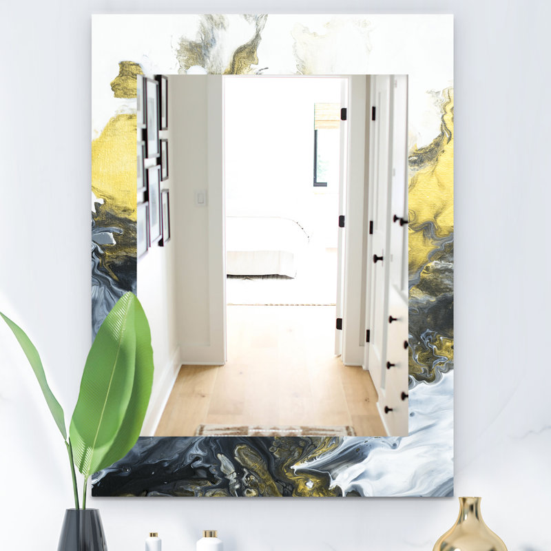 Miroir mural marbré 7 mid-century, H 24 po x l 32 po