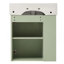 Meuble-lavabo moderne avec lavabo en céramique et porte à motif de vagues-832367275