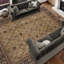 Hand Knotted Wool Area Rug in Gold And Navy