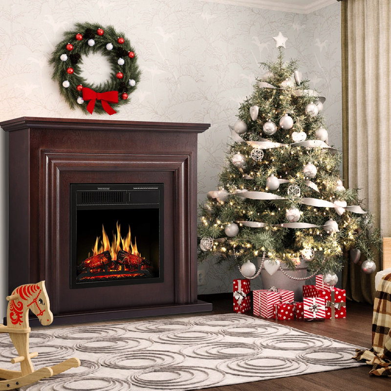 35.35“ Electric Fireplace with Remote Control, Brown
