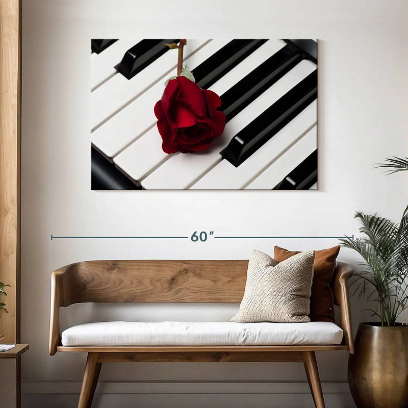 Harnek, touches de piano et rose, H 30 po x l 45 po