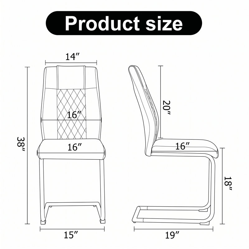 Kimara Modern Faux Leather Diamond Quilt Cantilever Dining Chairs (Set of 4), White, Gold, Set of 4