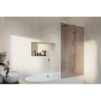 Ursa 34 in. x 58.25 in. Frameless Bronze Tinted Single Fixed Bath Panel