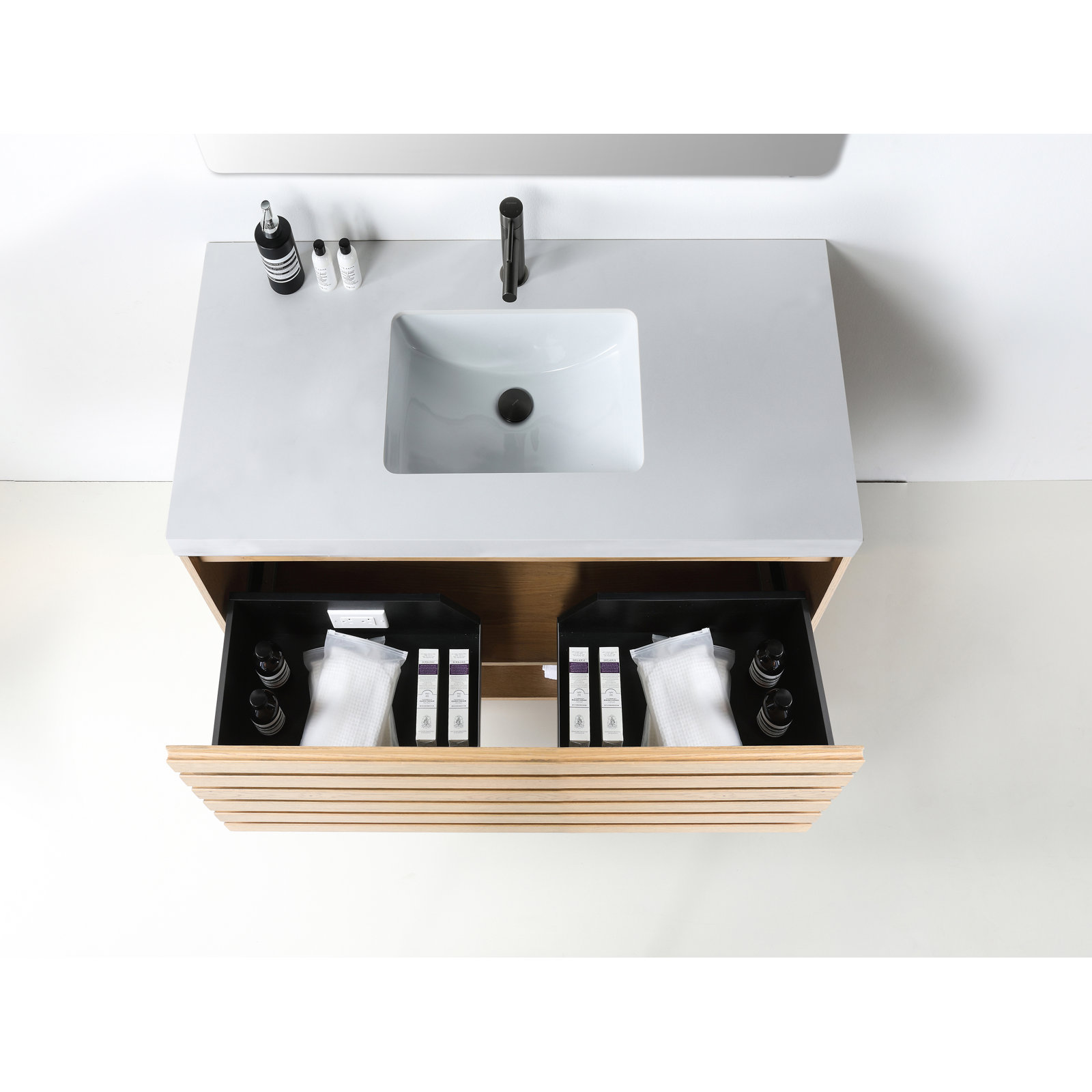 Heideman 36" Pecan Oak With Black Countertop, Tan, White