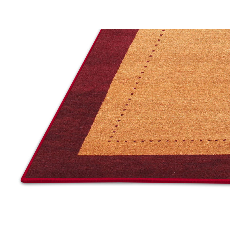 Tapis contemporain rouge / beige, Rectangle 5 pi x 7 pi
