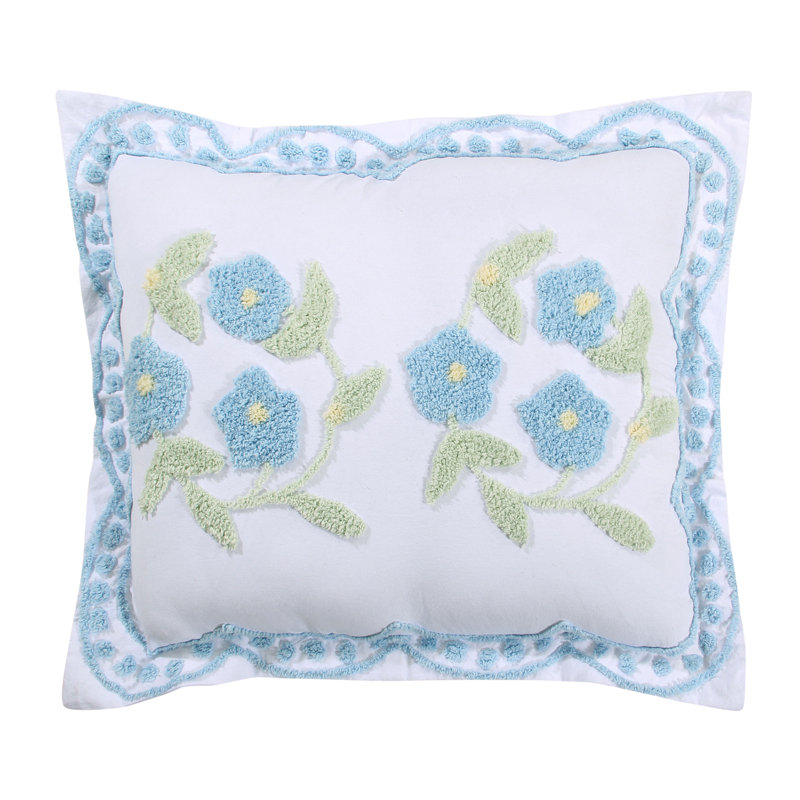 Housse de coussin à motif floral toutes saisons 22 po x 27 po Bloomfield, Bleu
