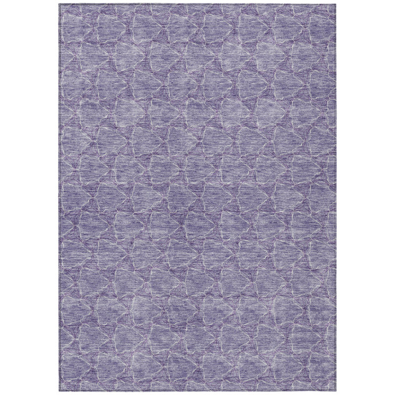 Tapis lavable à motif géométrique lavande et ivoire 10 pi x 14 pi