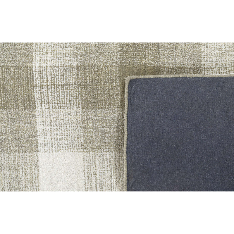 Gracie Oaks Hand Tufted Wool Plaid Rug, Rectangle 2' x 3'