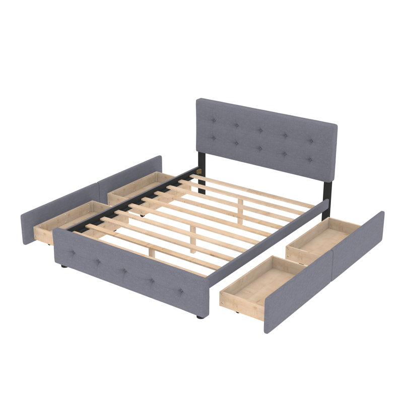 Monzelle Upholstered Platform Storage Bed, Dark Gray